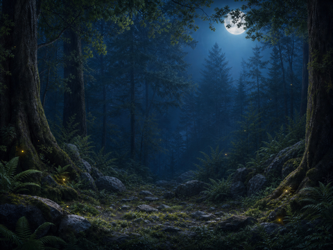 Moonlit forest backdrop from Nani Platformer